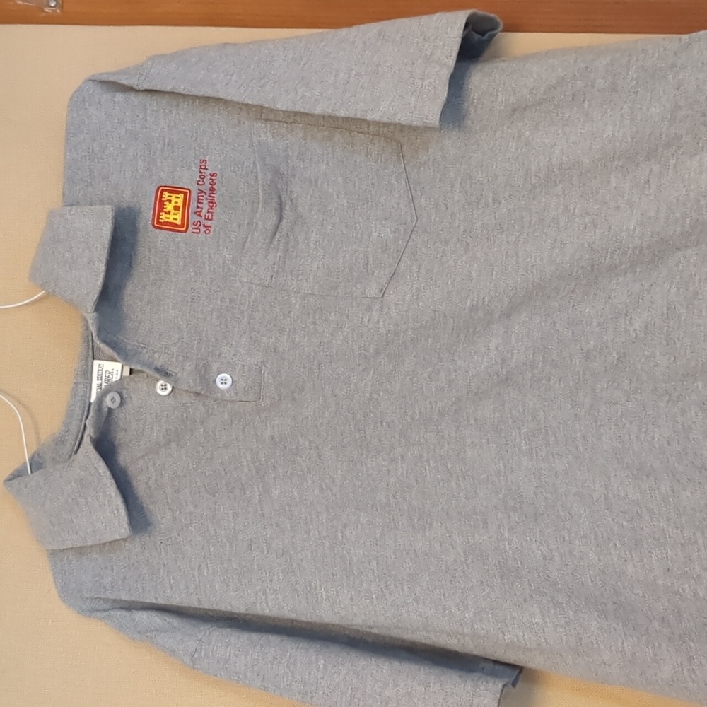 US Army Corps Of Engineers Embroidered Made In USA Vintage Gray Polo Size XL